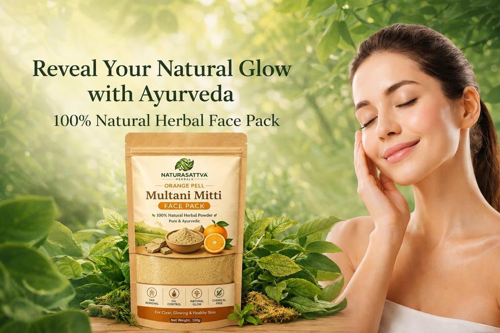 Naturasattva 100% Natural Herbal Powder for Face & Skin Care | Ayurvedic Face Pack for Tan Removal, Oil Control & Natural Glow | Chemical-Free Ski