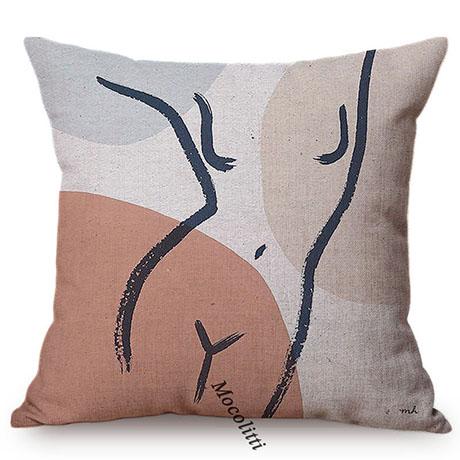 Modern Sketch Art Home Decoration Sofa Pillow Case Abstract Geometric Line Design Sexy Woman Face Decorative Chair Cushion Cover