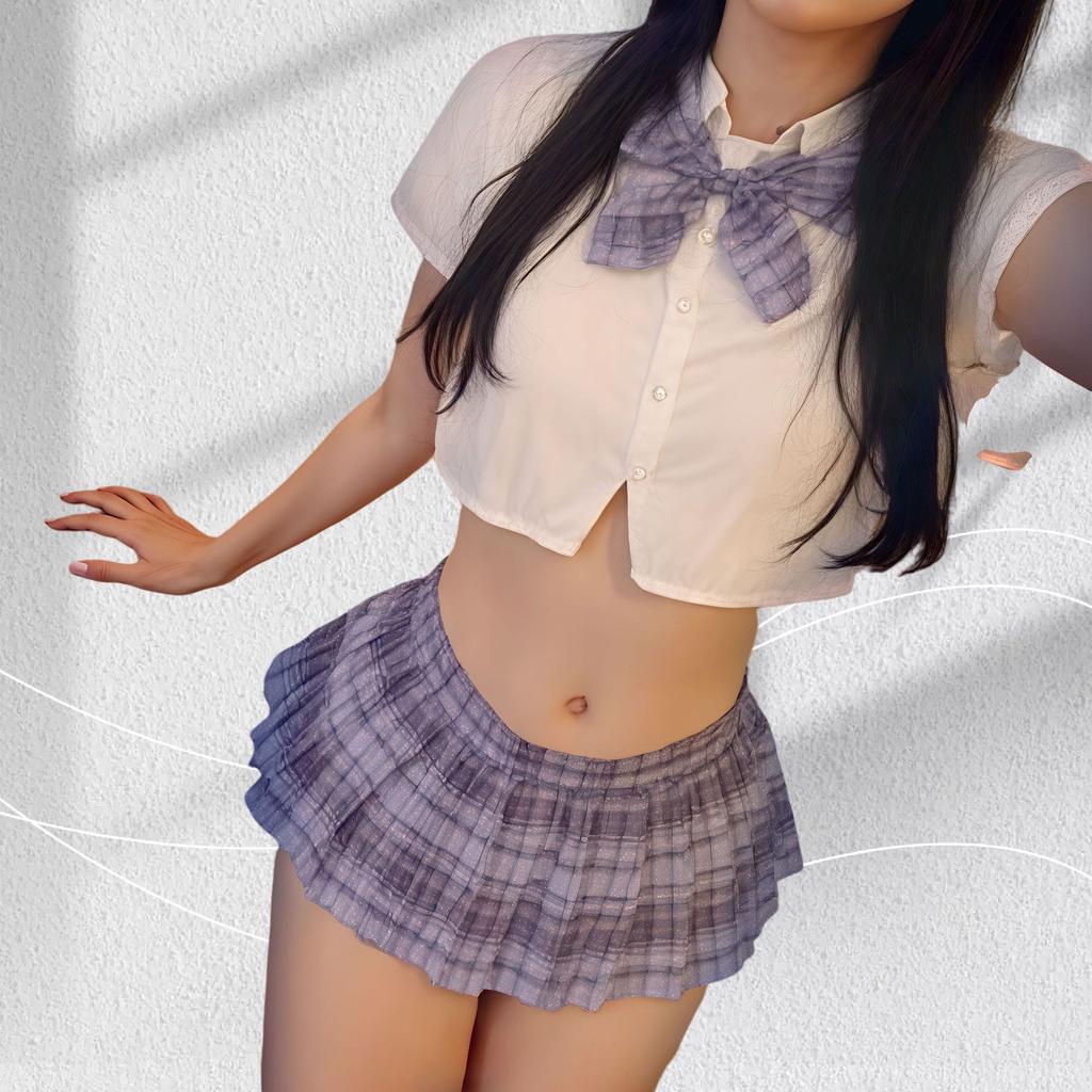 Sexy Campus JK Uniform College Seduction Pure Lust Skinny Ultra Short Pleated Skirt Suit Sex Lingerie