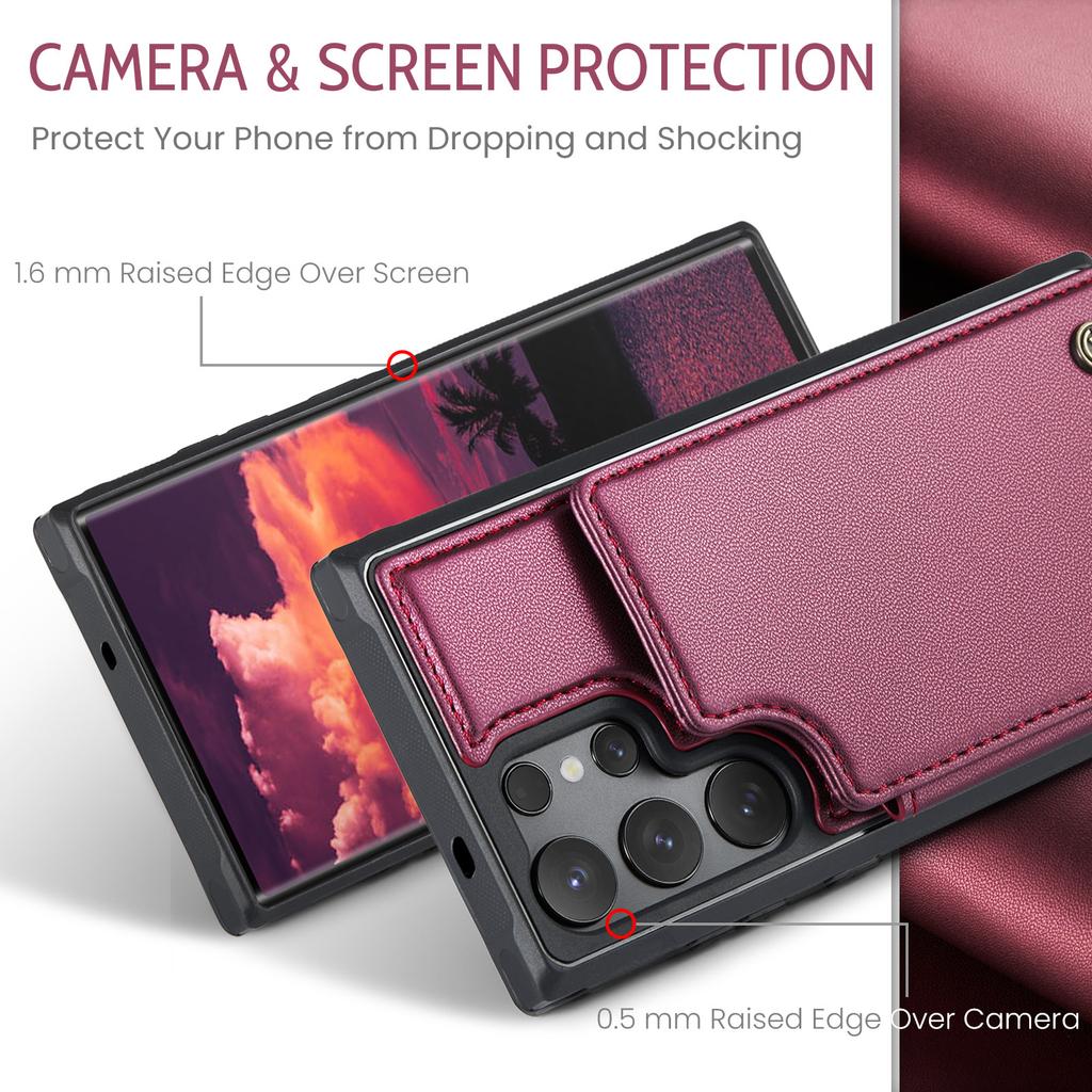 For Samsung Galaxy S26 Ultra Case with RFID Blocking 5 Card Slots CASEME C22 Leather Back Cover