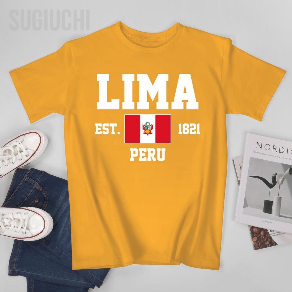 Flag Of Peru Est1821 Lima Unisex Tshirt Tees Tshirt Oneck T Shirts Unisex Boys Clothing 100 Cotton