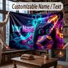 Game Controller Theme Throw Blanket Custom Name Text Personalized Blanket Soft Cozy Blanket for Home Sofa Bed