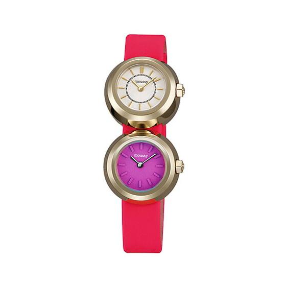 [50% OFF] [Up to 10,000 yen off] MOUSSY watch MOUSSY watch MOUSSY watch MOUSSY twin case MOUSSY Twin Case Ladies White Purple WM0041V1 Analog leather