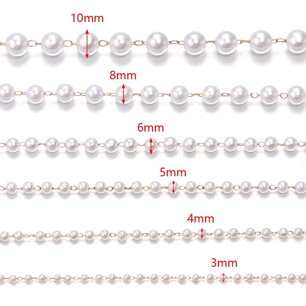 10 Yards Pearl Beading Chains Bracelet Necklace Jewelry Making Clothing Hat Decoration Artificial Pearls Chain DIY Handmade Gift