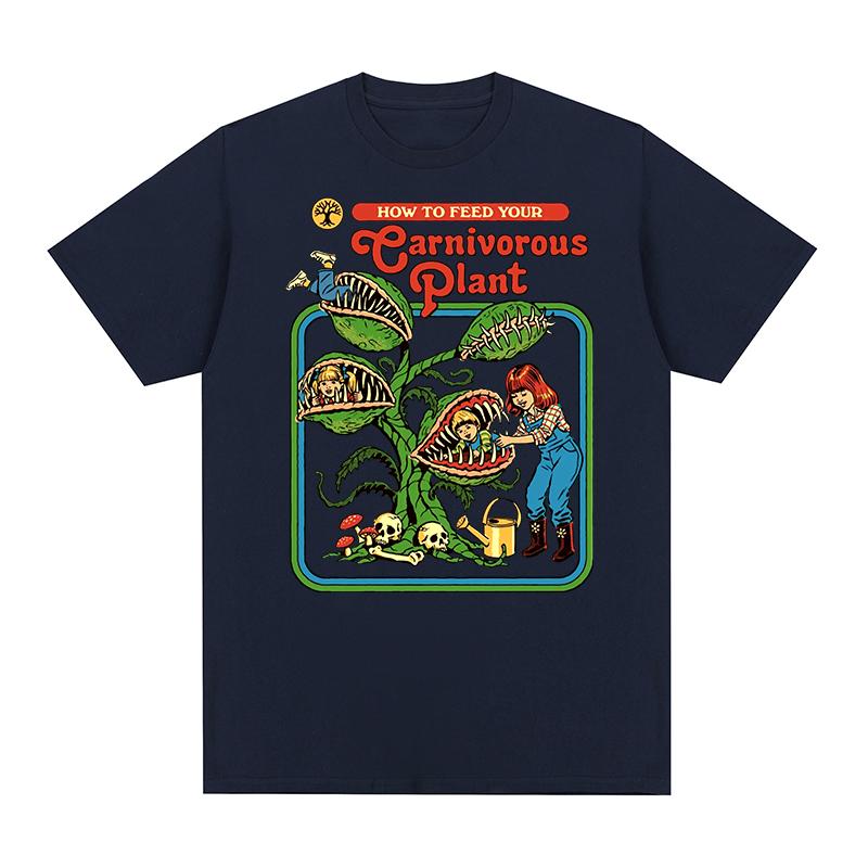 Carnivorous Plant Vintage Tshirt Pure Cotton Breathable Unisex T Shirt Summer New Fashion Unisexs Unisexs Tshirt Streetwear