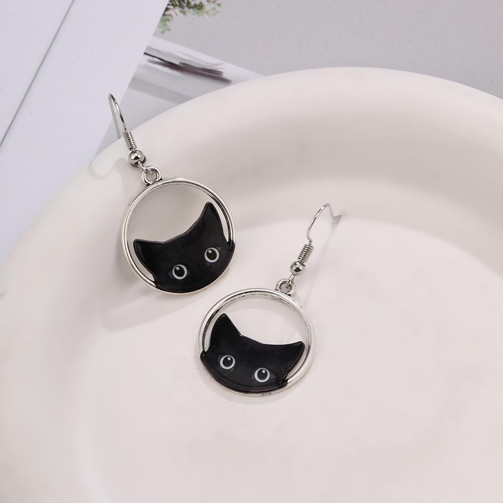 Schicke Katze Anhänger Ohrringe: Geometrisch, Leicht, Trendiges Cartoon-Design