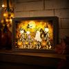 Modern Holiday Home Accents Ghost Photo Frame Lamp, Halloween Lighted Shadow Box, Seasonal Shelf Gothic Skeleton Table Centerpiece for Bedroom Living