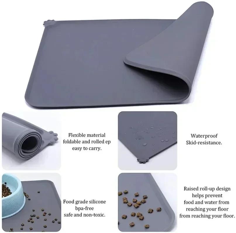 1pcs Silicone Waterproof Pet Mat For Dog Cat Pet Food Pad Pet Bowl Drinking Mat Dog Feeding Placemat Portable Outdoor Feeding