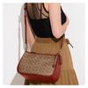 Coach Cary 28 Classic Presbyopic Zipper Metal Buckle C Logo Coated Canvas and Calfskin Portable Shoulder Crossbody Bag Large Size Women's Brown