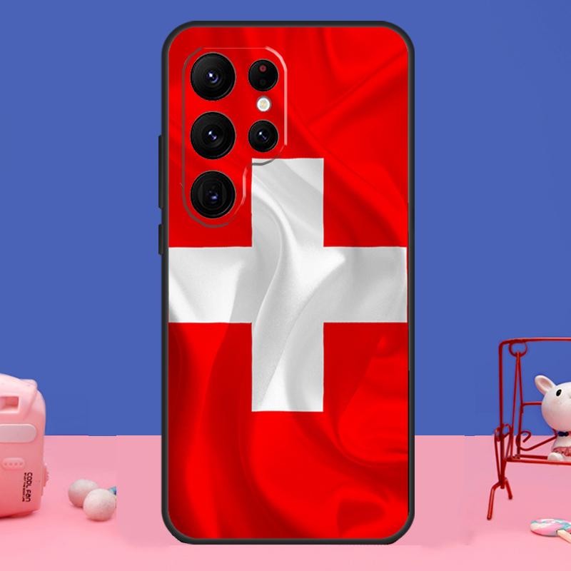 Switzerland Swiss Flag Art Case For Samsung Galaxy S24 S23 S22 Ultra S20 S21 FE Note 20 S8 S9 S10 Note 10 Plus Cover