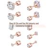 Mixed Round Zirconia Stud Earrings Set, Stainless Steel, Four-Prong Design.