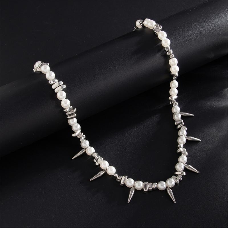 Collana con Pendente di Perle Catena in Acciaio Inossidabile Abbigliamento Casual per Avventure Diurne Celebrazioni Serale