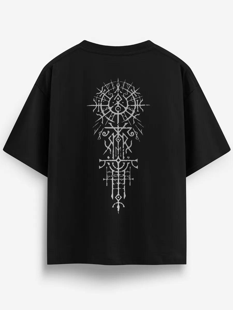 Blue cotton T-shirt with motorcycle print S
