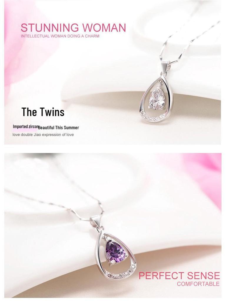 Angel's Tears Teardrop Pendant Necklace: 925 Sterling Silver Korean Fashion Jewelry for Women