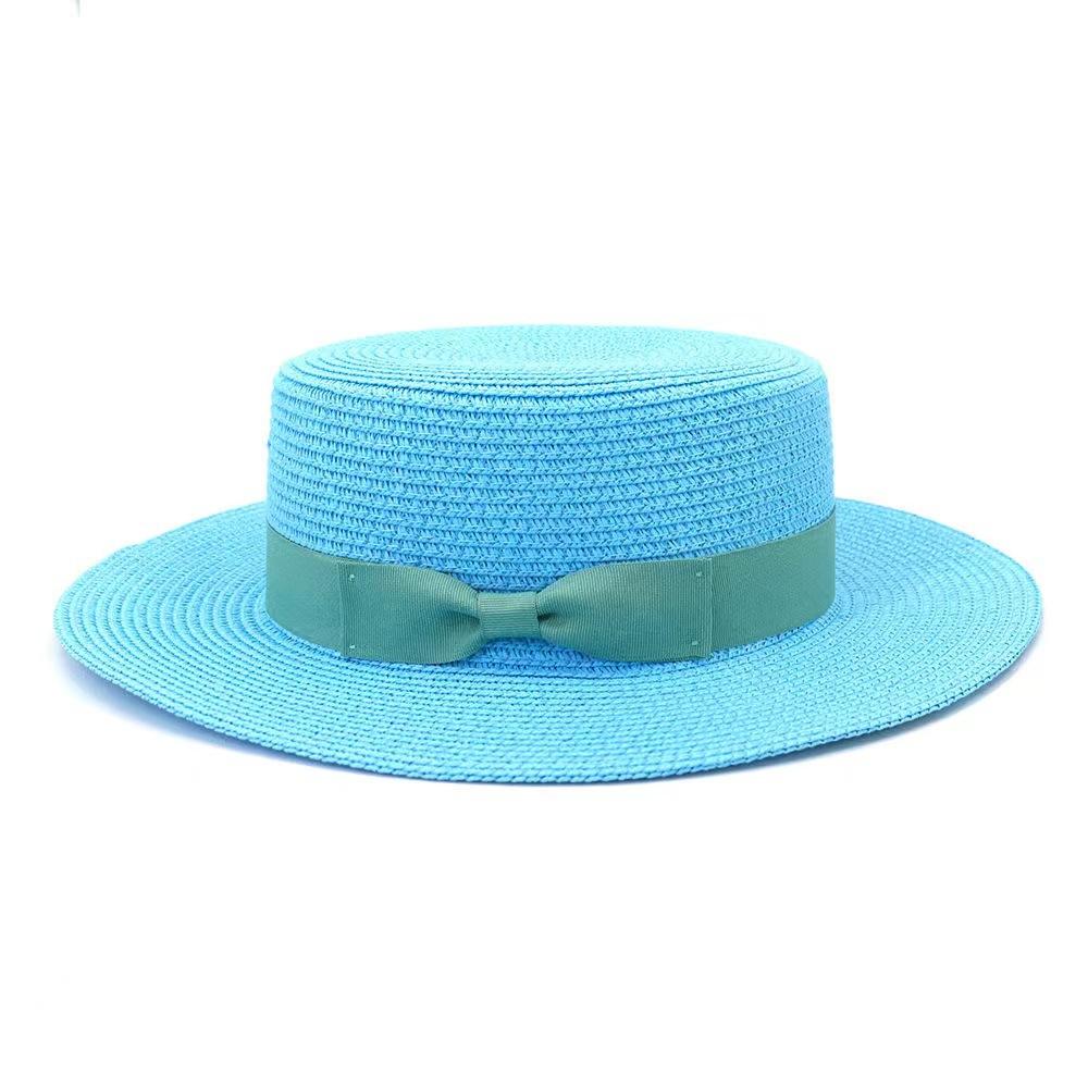 Men and women's new outdoor seaside sunshade bow big eaves flat top straw hat beach stage top hat