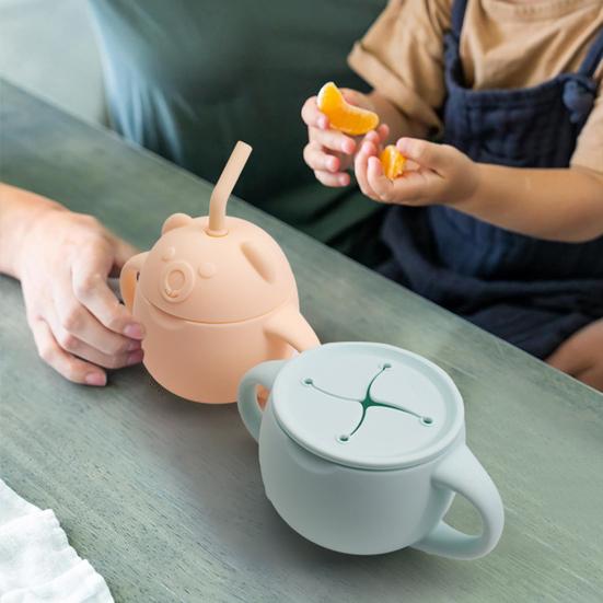 

Детская силиконовая чашка 250 мл с изогнутой соломинкой, нескользящая, с широким горлышком, легко чистится, съемная бутылочка для обучающего напитка