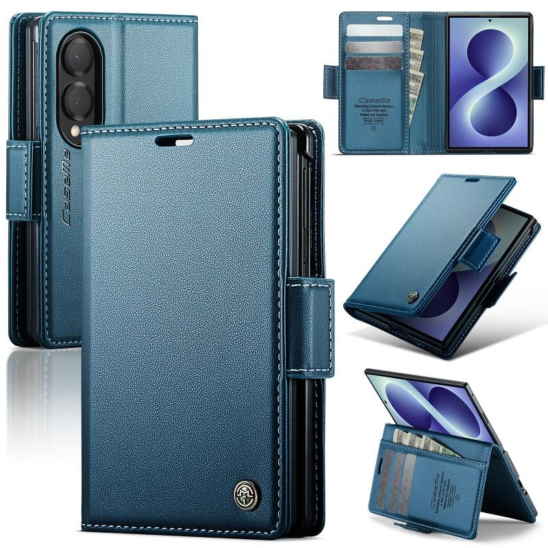 Luxury Magnetic Leather Wallet Card Slot Phone Case for Samsung Galaxy Z Fold 8 Ultra 7 6 5 Wireless Charging Flip Stand Cover