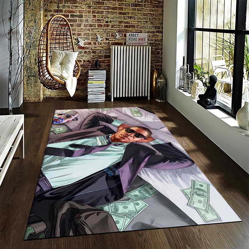 GTA Hacker Printed Flannel Carpet, Non-slip, Suitable for Bedroom, Living Room, and Children's Room Decoration