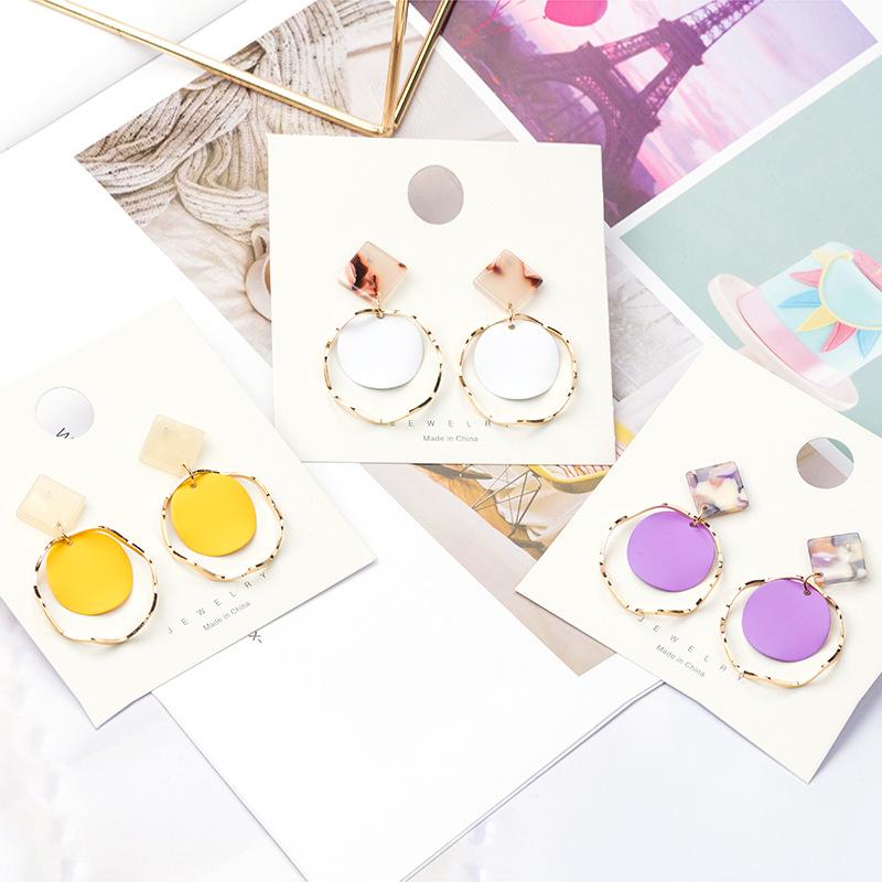 

Korean Candy Color Long Metal Hoop Earrings - Fresh & Elegant Design for Women