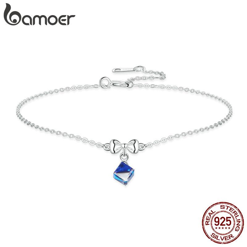 

BAMOER из натурального стерлингового серебра 925 пробы с драгоценными камнями, подарочный висячий браслет для женщин, роскошные австрийские ювелирные изделия из стерлингового серебра