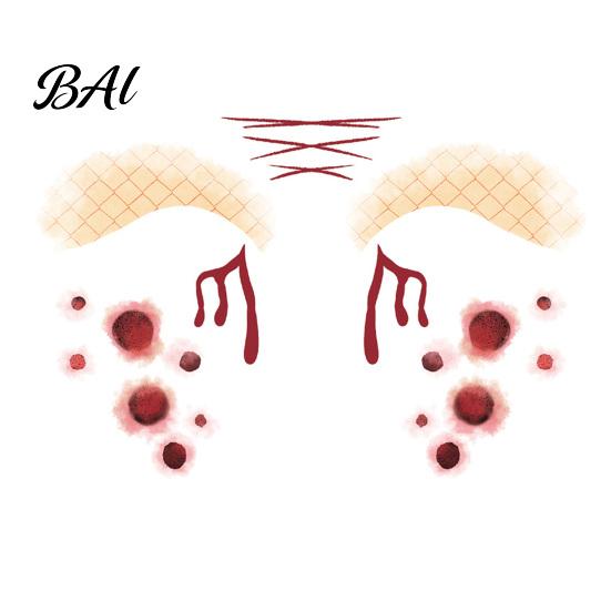 Funny Face Tattoos Halloween Tattoo Stickers, Waterproof Scary Makeup Decals for Party, Cosmetic Grade Ink Temporary Wound Scar Body Art Kids