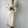 Za Autumn and Winter New Women's Clothing Zr European and American Style Fashionable Large Fur Collar Belt White Woolen Coat Long Jacket