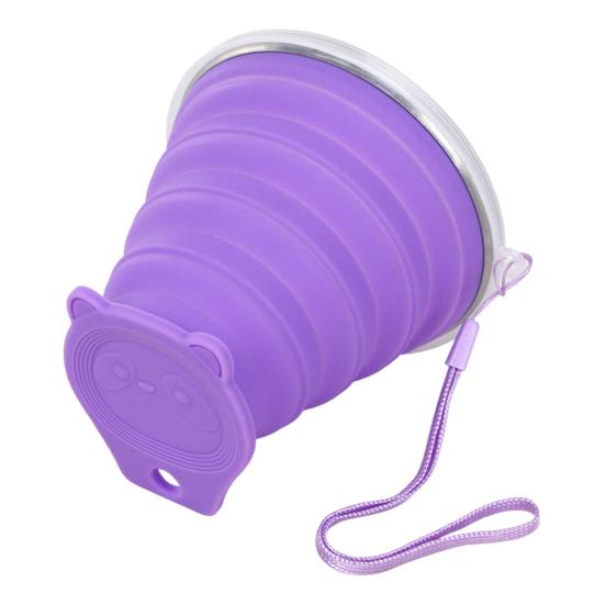 Yousheng Silicone Foldable Water Cup with Lanyard Wide-Mouth Design Leak-Proof Portable Water Bottle with Transparent Cap