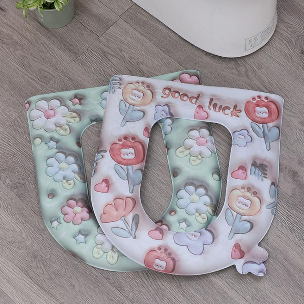 High-looking Toilet Seat Waterproof Cartoon Pattern Hygienic All-Season Comfort Toilet Cover Bathroom Germ-Free Accessories