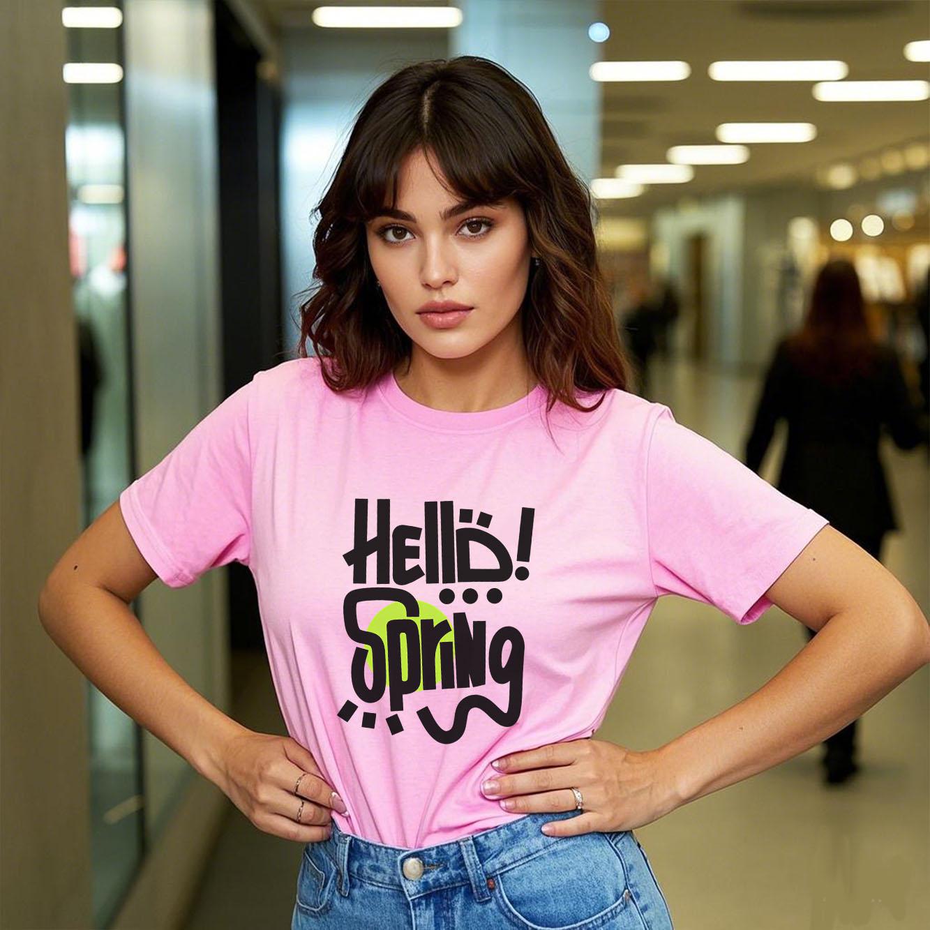 Simple and fashionable letter printed short sleeved round neck versatile fashion Womens Tshirt for spring and summer S