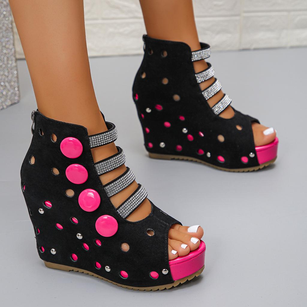 Plus Size Shoes for Women 36-43 Summer Fashion Platform Wedge Comfortable Non-slip Sandals Peep Toe Party Evening Shoes