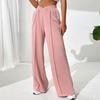 Damenhose, V-förmig, elastisch, hohe Taille, gerades weites Bein, lange Hose, einfarbig, lockere Passform, Jogginghose für den Alltag