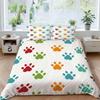 3D Dog Paw Print Duvet Cover Cute Lovely Bedding Double Bed Set,Soft Microfiber Comforter Cover Printed With Zipper Quilt Coverr