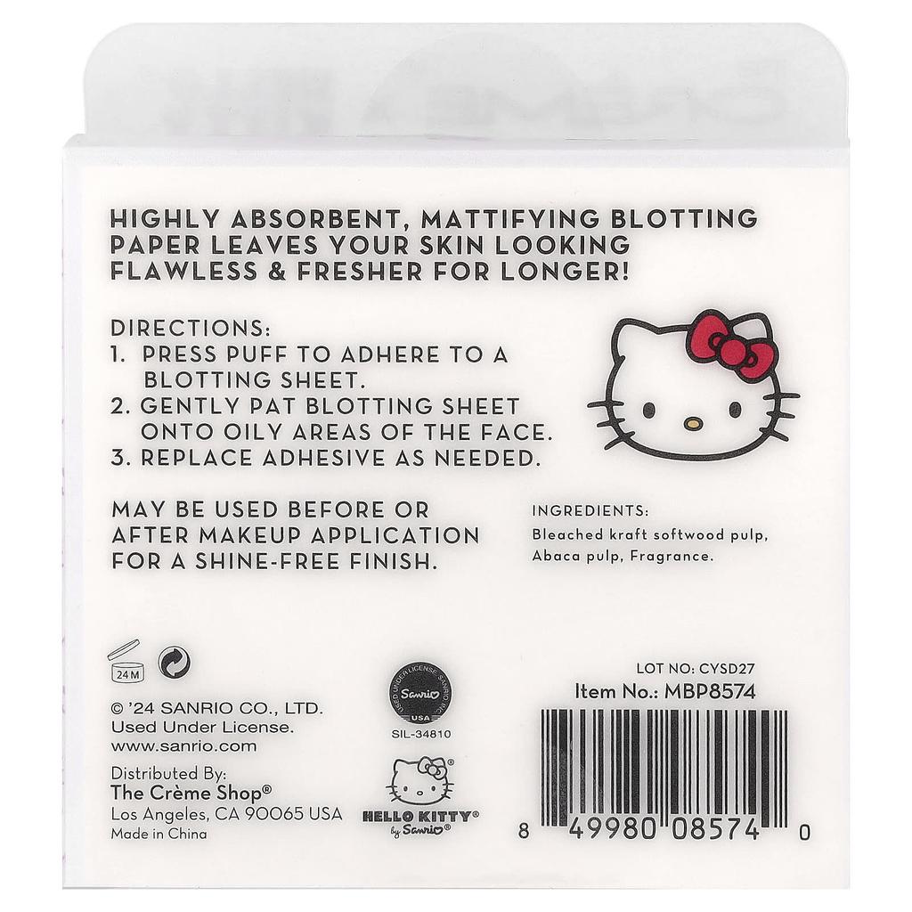 The Creme Shop, Hello Kitty®, Matting Paper, 100 Sheets