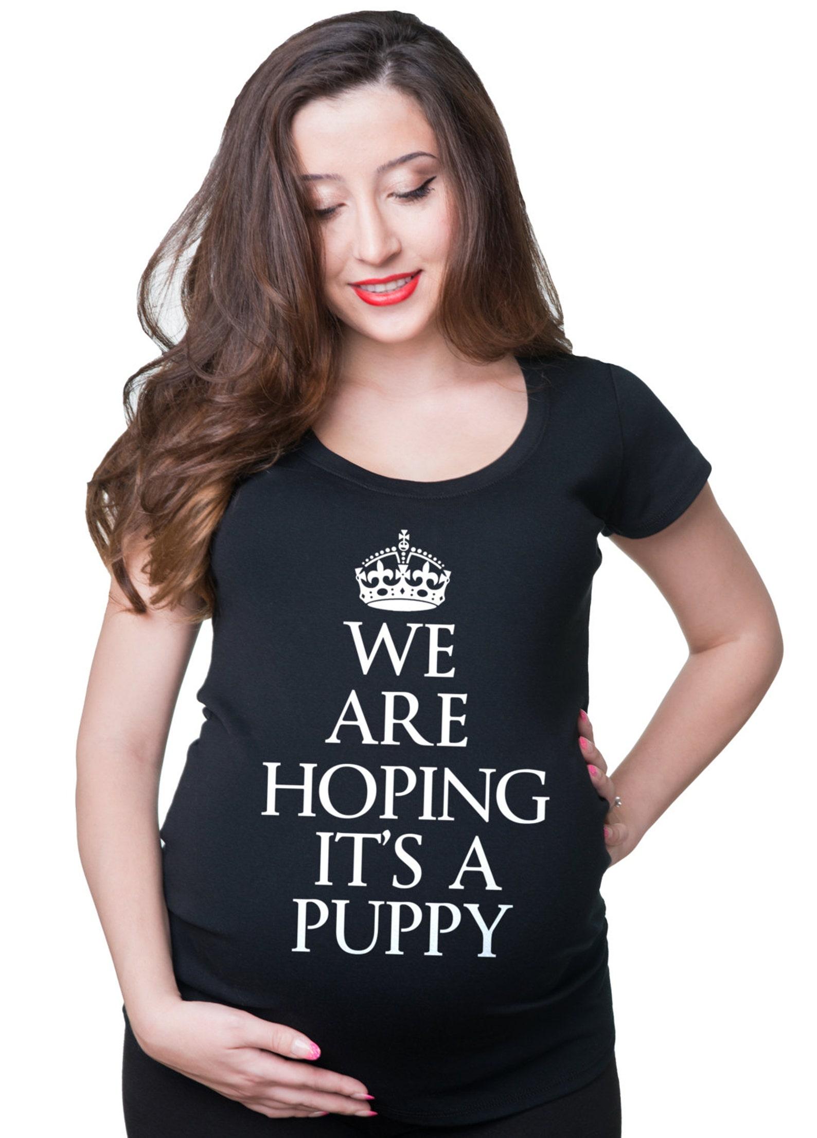 Funny Pregnancy T-Shirt: Hoping It s A Puppy Maternity Tee S