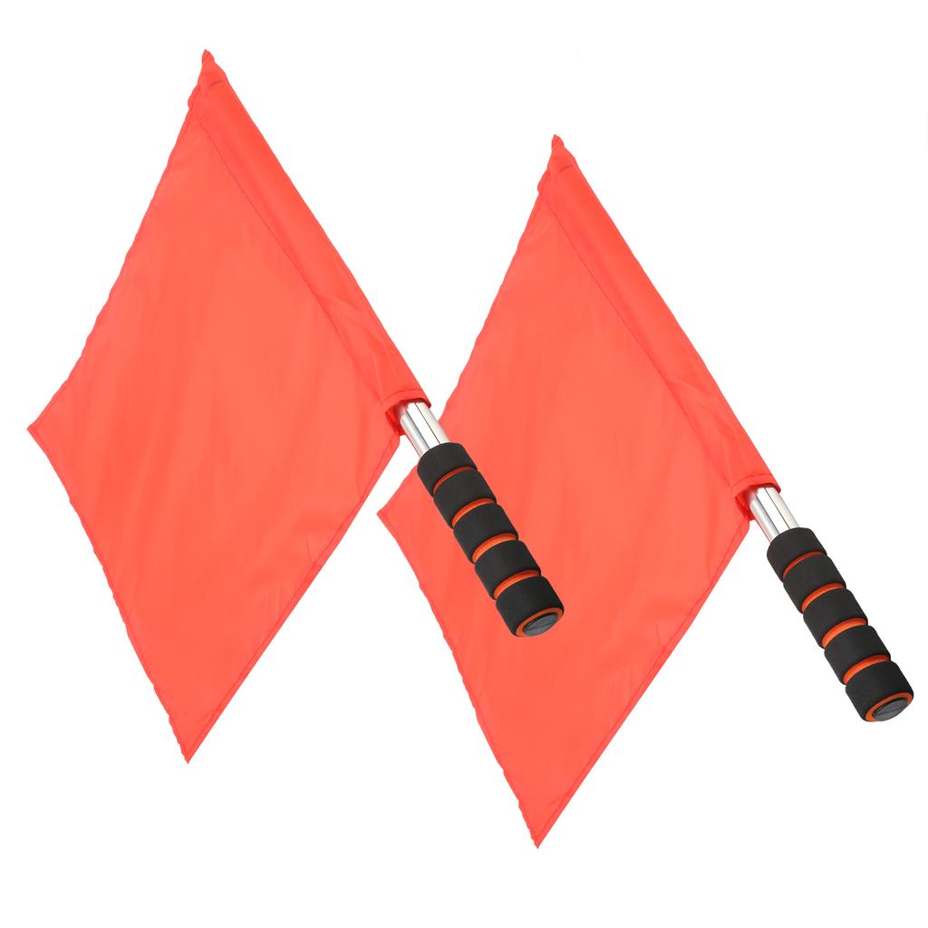 2Pcs Referee Official Flags Stainless Steel Pole Sports Competition Linesman Hand FlagRed