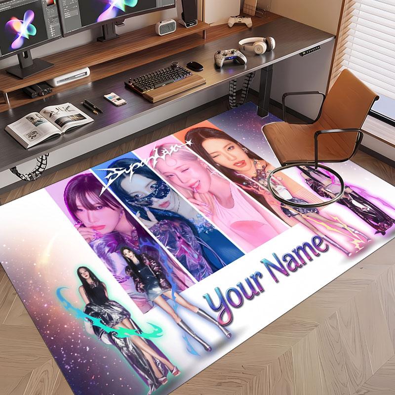 Custom Name Crystal Velvet Rug,aespa Comfortable Anti Slip Floor Mat For Room Decoration