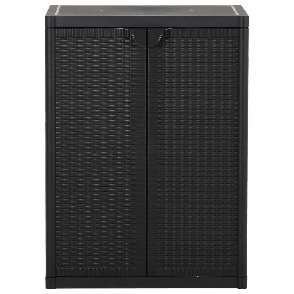 Garden Storage Cabinet Black 65 x 45 x 88 cm PP Wicker Look