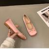 2025 Summer New Women's Pink Ballet Flats Ethereal Fairy-Like Vintage Satin Silver Mary Jane Shoes