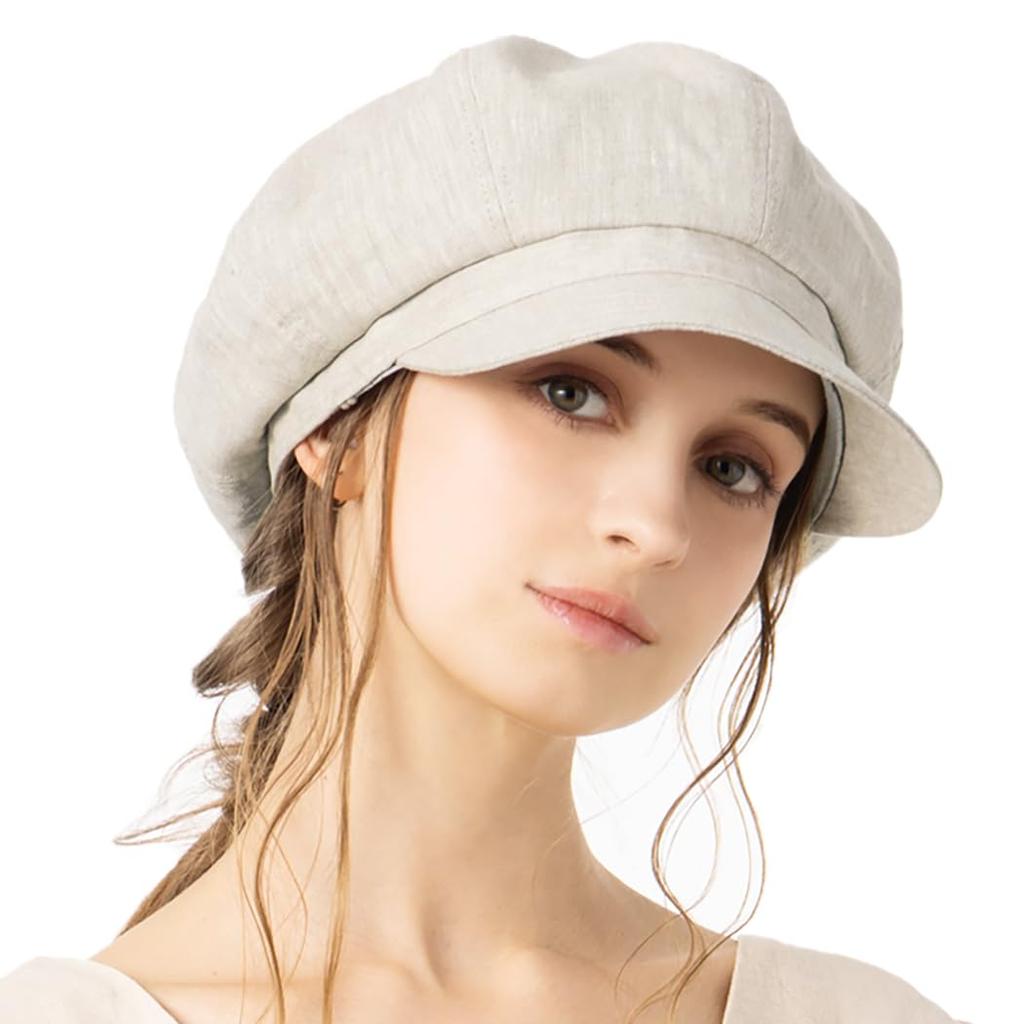 Newsboy Large Wide Cool to the SS Classical Newsboy UV Complete UV L [Loo&c] Women's Cap, Size, Brim, Touch, Linen, Cap, Protection, Blackout,