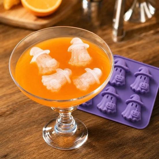 Food Grade Silicone Ice Tray Halloween Cube Tray Witch Ghost Pumpkin Bat Mold
