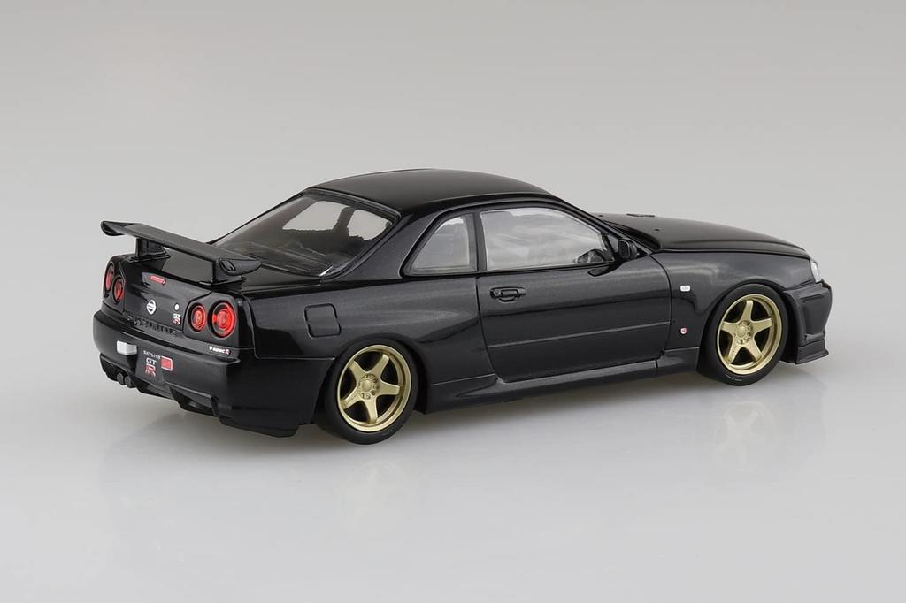 Aoshima Bunka Kyozaisha The Snap Kit Series Nissan R34 Skyline Custom Wheel Plastic Model 1/32 GT-R (Black Pearl) Color-coded No.11-SP2