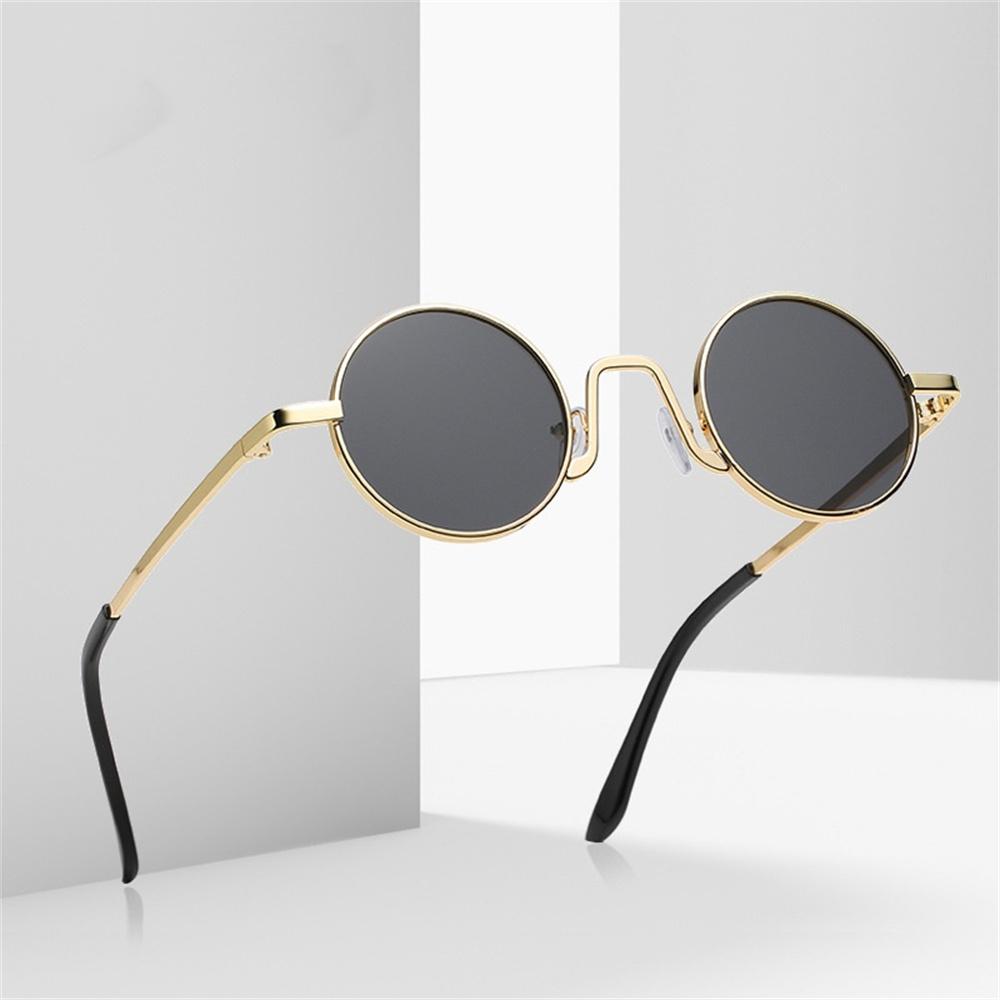 Retro Round Frame Sunglasses Women Men Metal Punk Sun Glasses Steampunk Vintage Goggles Outdoor Driving Unisex UV400 Eyeglasses