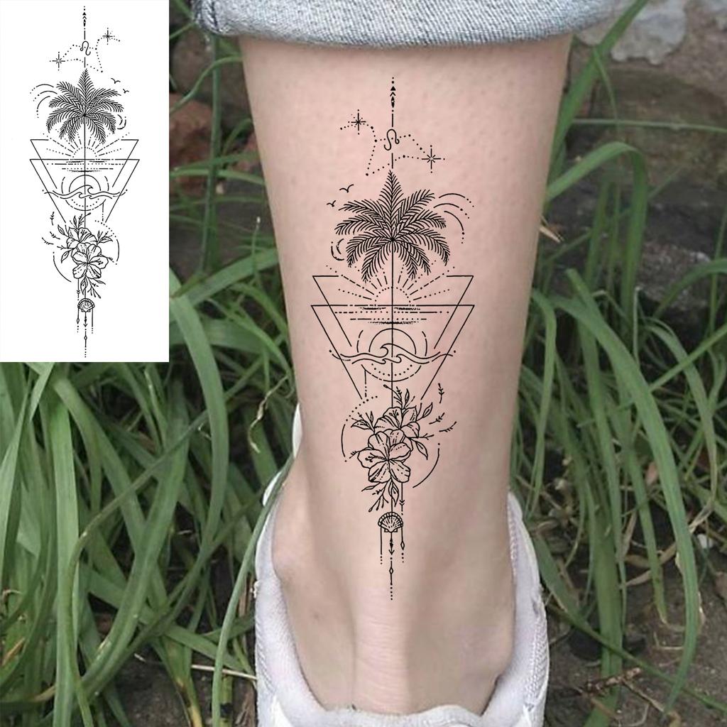1 Sheet Ocean Jellyfish Geometric Temporary Tattoos For Women Men Hands Foot, Fake Tattoo Stickers Waterproof Realistic Tattoos