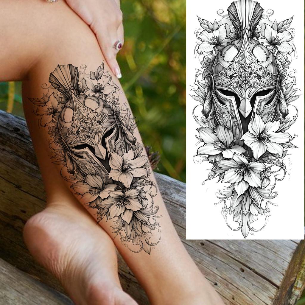 1 Sheet Sketch Flower Animals Temporary Tattoos For Women Long Lasting Waterproof Elephant Turtle Fake Tattoo Body Art Stickers