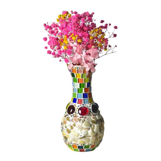 1 Set Handmade Mosaic Vase Kit with Wooden Vase Mosaic Tiles Tools Kids Adults Beginner Handcrafted
