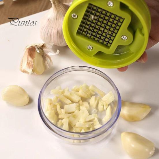 Convenient Kitchen Garlic Press And Chopper, with Storage Container, Stainless Steel Chopper Tool Blade Manual Mincer, for Food Prep Container
