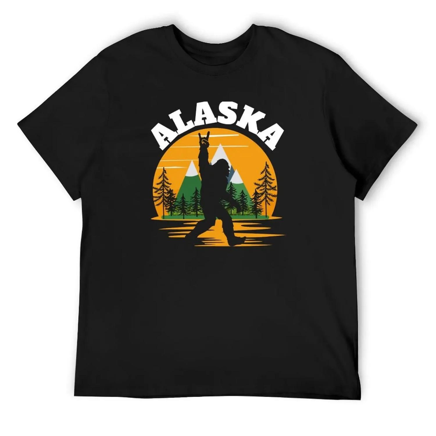 

Alaska US State Bigfoot Sasquatch T-Shirt cheap stuff oversizeds customizeds funny t shirts men XXXXXL чорний