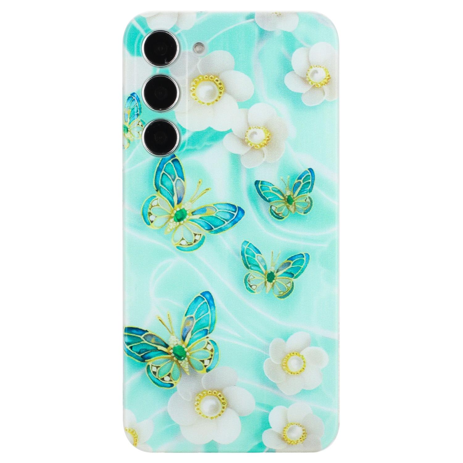

For Samsung Galaxy S23 Case Pattern Print Design Flexible TPU Phone Cover Butterfly and Flower