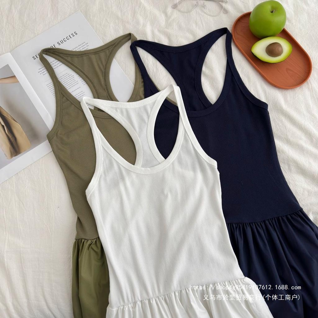 Summer New High-end Slim-fitting White Sleeveless Collar Suspender Dress Large Skirt Floor-mopping Long Dress