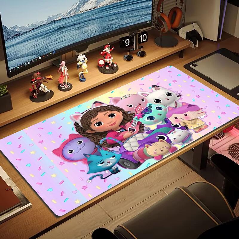 Gabby Dollhouse Color Mouse Pad Large Gaming Table Cushion Non-slip Laptop Tablet Big Mousepad XXL Mat Mini PC Playmat With Lock edge